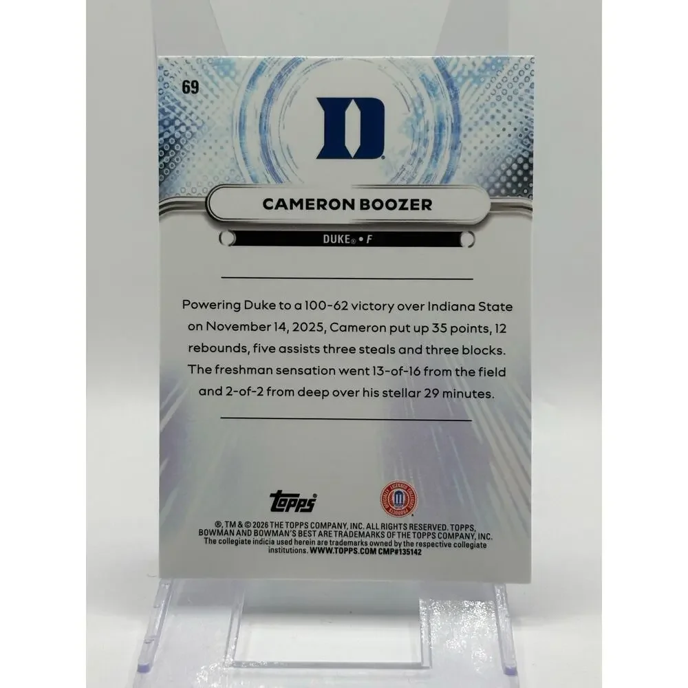 2025-26 Bowman Best U Cameron Boozer Aqua Lava Refractor 120/199 SP Duke Memphis